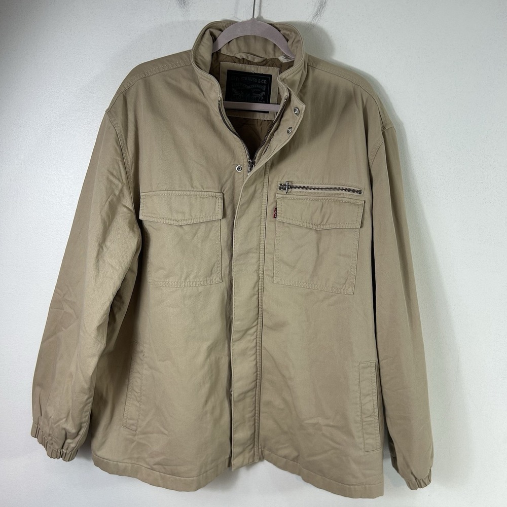 Levi's Men's‎ Miramar Military Jacket Tan Khaki Cotton Trucker Barn Coat S $108 - Picture 4 of 13